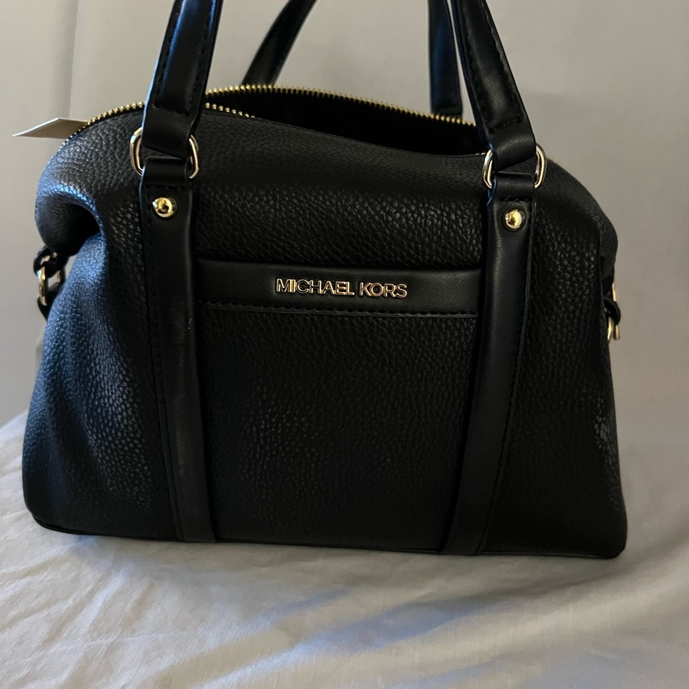 Michael Kors Black Satchel with Gold Zipper